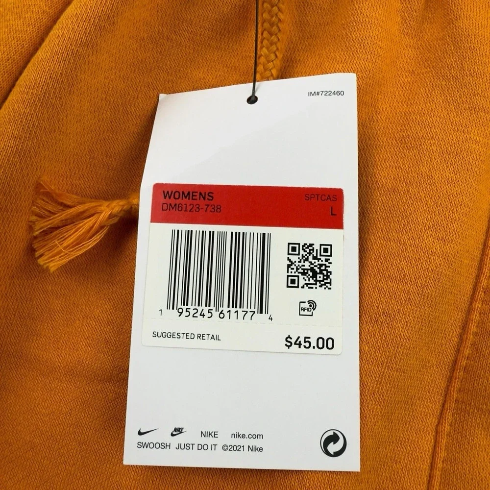 Nike Orange Cotton Polyester Drawstring Stretch Waist Shorts Women's Large‎ 7